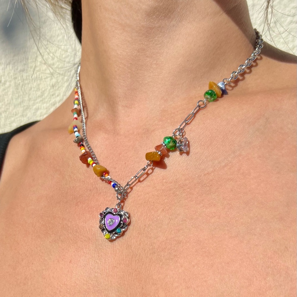 Handmade colorful stones necklace